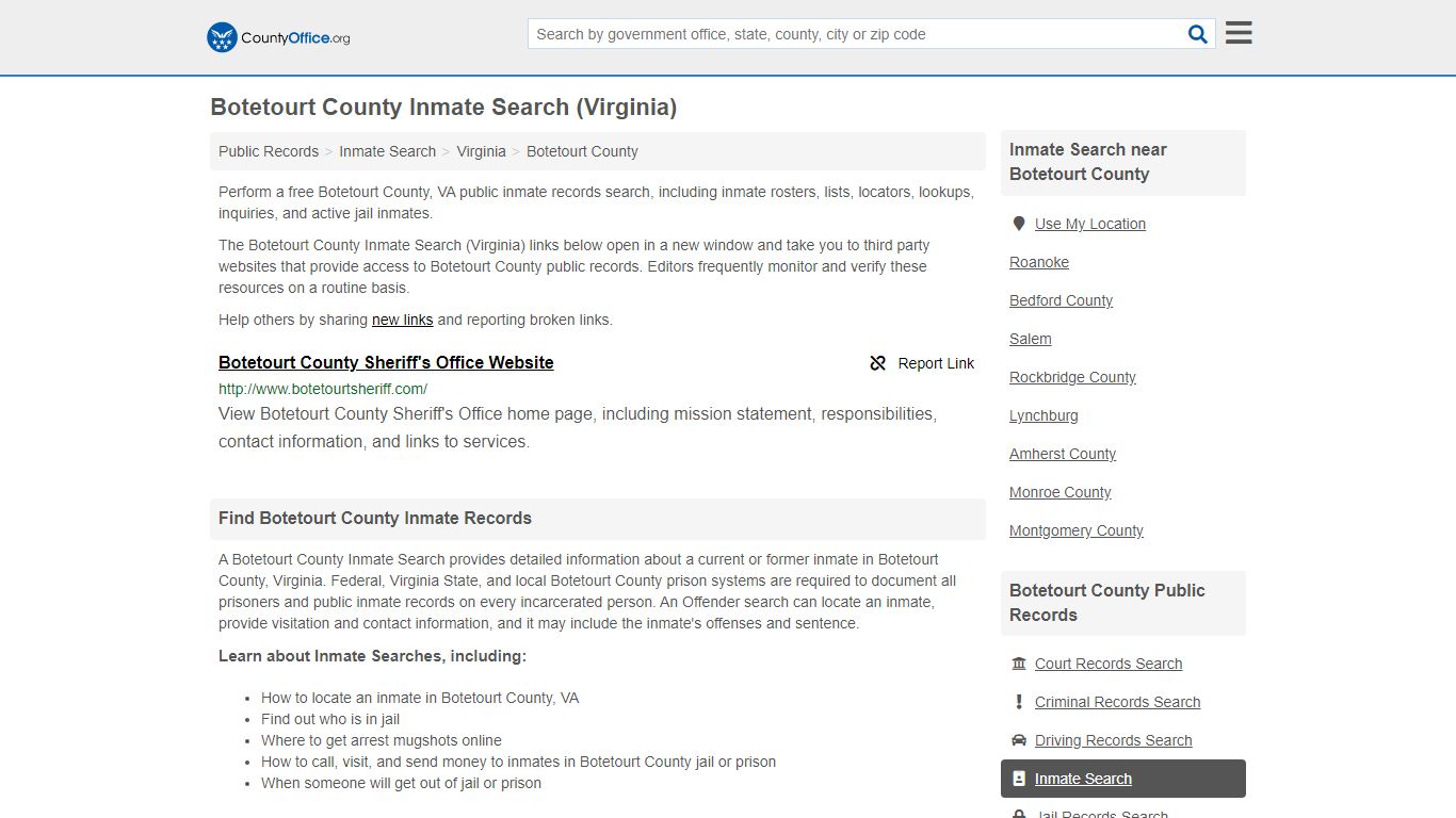 Inmate Search - Botetourt County, VA (Inmate Rosters ...
