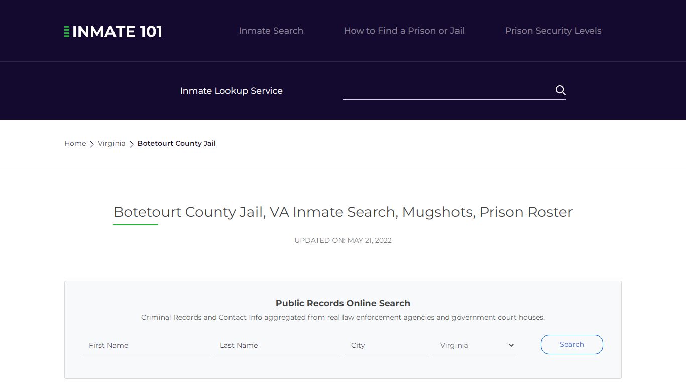Botetourt County Jail, VA Inmate Search, Mugshots, Prison ...