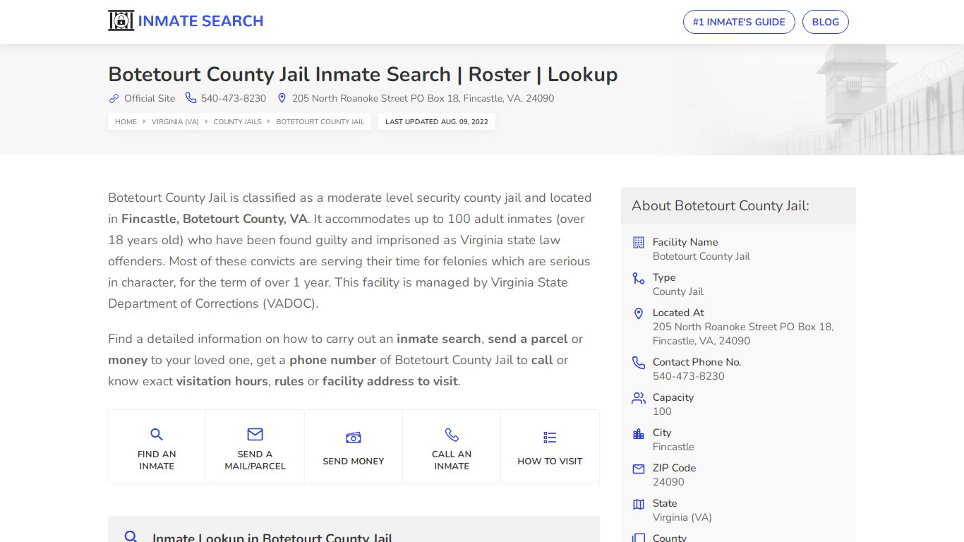 Botetourt County Jail Inmate Search | Roster | Lookup